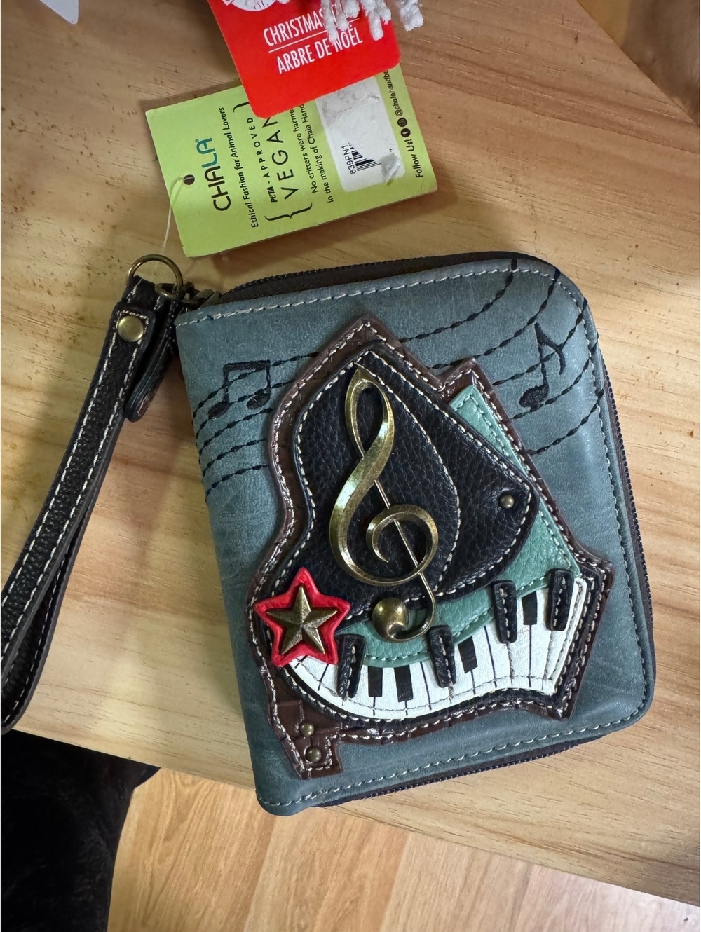 Chala Handbags Vegan Leather Music Themed Wallet with Wrist Strap